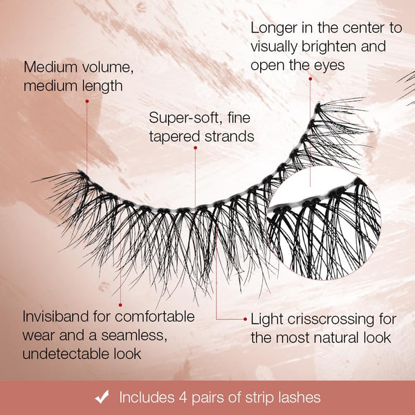Ardell Naked Strip Lashes 421 â Natural-Looking, Long-Lasting False Eyelashes with Invisiband for Seamless Blend, 4 Pairs, 1-Pack