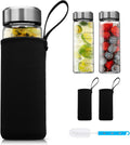 SIEROZUR Glass Juice Bottles 16 Oz-2 Pack Leak Proof Wide Mouth Water Bottle with Stainless Steel Lid & Sleeve - for Juicing, Smoothies, Infused