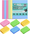 MEUUT 12 Packs Swedish Dishcloths and Kitchen Sponges for Cleaning, Reusable Absorbent Compressed Cellulose Cleaning Sponge Dish Clothes for