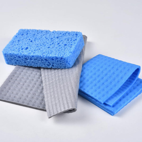 MEUUT 12 Packs Swedish Dishcloths and Kitchen Sponges for Cleaning, Reusable Absorbent Compressed Cellulose Cleaning Sponge Dish Clothes for
