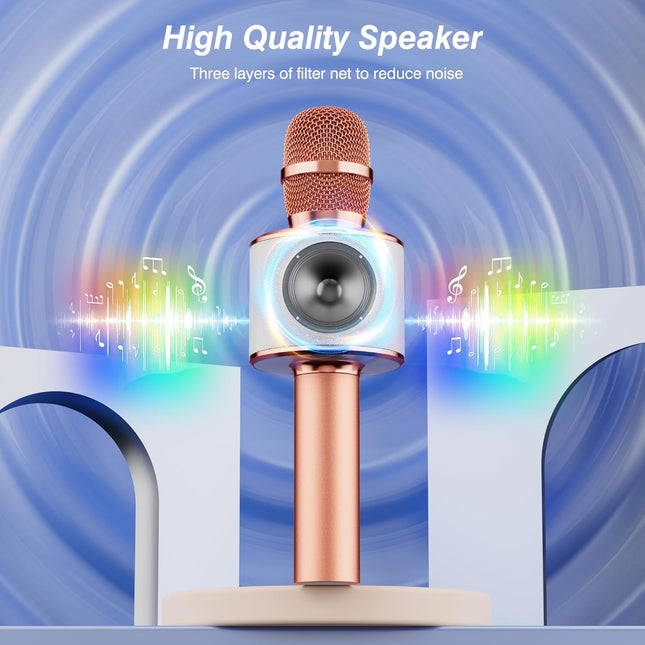 BONAOK Wireless Bluetooth Karaoke Microphone,3-in-1 Portable Handheld Karaoke Mic Speaker Machine Home Party Birthday fo
