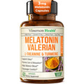 Turmeric Supplement - Turmeric Curcumin with Black Pepper, Melatonin 3Mg & Valerian. Natural Sleep Aid for Adults with L-Theanine, Ginger,