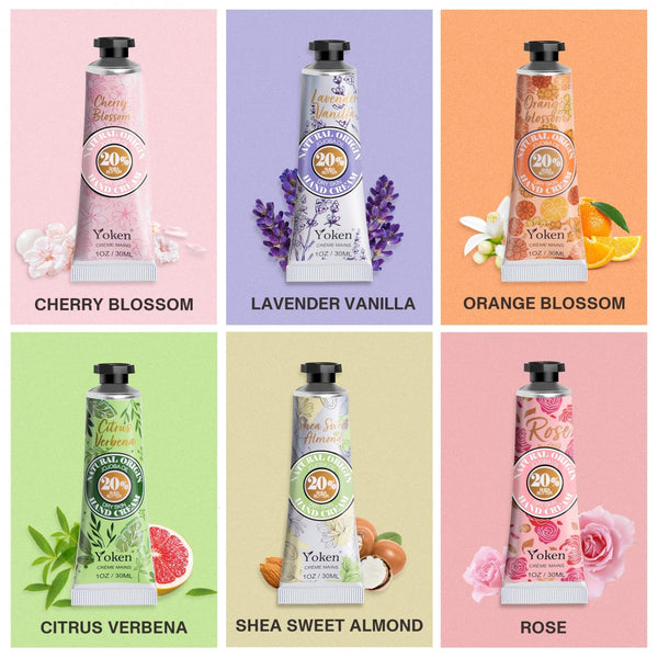 20% Shea Butter Hand Cream Gift Set, Instant Moisturizing Hand Cream for Women Dry Hands with Delicate Tin, Floral-Scented Hand Lotion 6 X 1 OZ