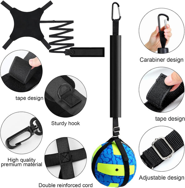 Wettarn 8 Set Volleyball Training Equipment Aid Solo Volleyball Trainer Kit, Include Elastic Resistance Belt Set Spike Trainer Hand Straps Arm