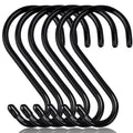 6 Inch Heavy Duty S Hooks, Large S Hook for Hanging Plants, Vinyl Coated S Hook 6 Pack Sturdy Non Slip Black S Hooks for Hanging Closet,Bird