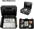 Jssmst Locking Medium Steel Cash Box with Money Tray,Lock Box,Black
