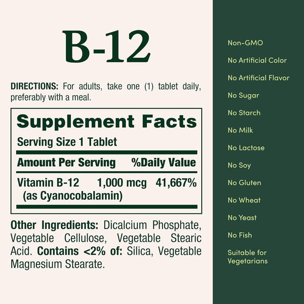 Nature'S Bounty Vitamin B12 1000 Mcg Supplements, Supports Energy Metabolism, 200 Ct