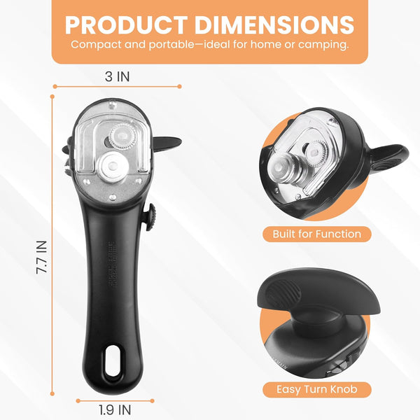 Bellemain- Safe Cut Stainless Steel Ergonomic Can Opener, Manual, Smooth Edge Perfect for Home Chefs and Restauraunts