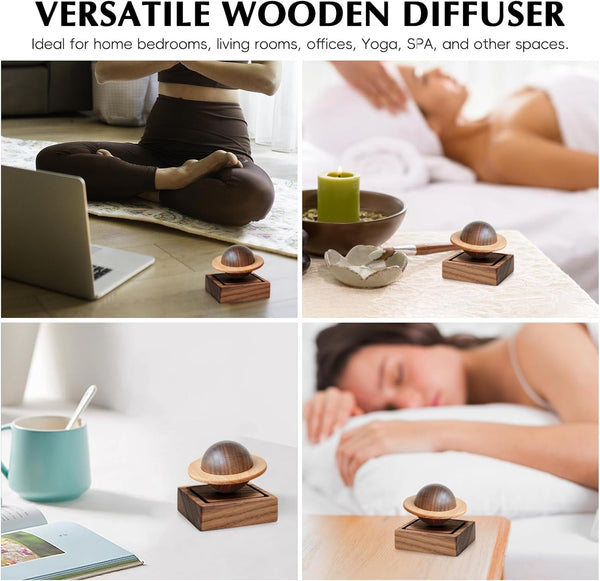 Planet Wooden Essential Oil Diffuser - Walnut Aroma Therapy for Home, Office, Car, Yoga Hall and SPA - Passive Diffuser for Desk Table Decor