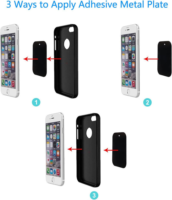 Universal Metal Plate 8 Pack for Magnetic Phone Car Mount Holder Cradle with Adhesive (Compatible with Magnetic Mounts) - 4 Rectangle and 4 Round,