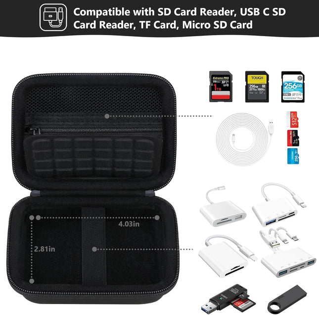 Computer Memory Card Readers Organizer Case Compatible with SD Card Reader, USB C SD Card Reader, TF Card, Micro SD Card