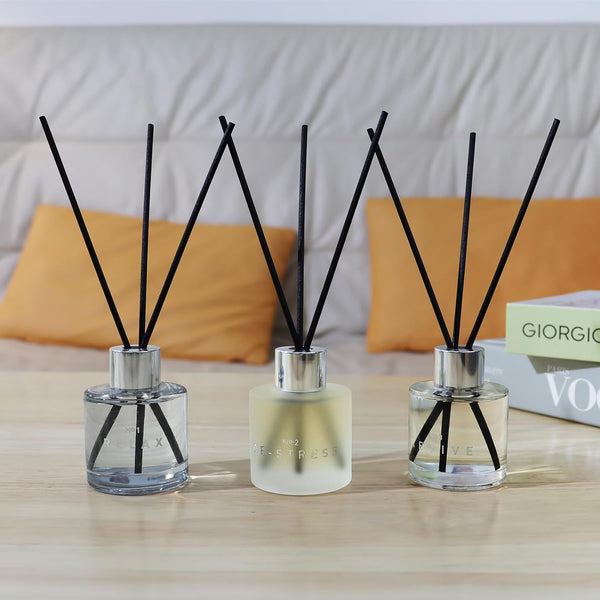 3 Pack Fragrance Reed Diffuser, 50ML Lavender Jasmine Lemongrass Aromatherapy Diffuser Set with 12 Black Fiber Sticks,Air Freshener for Bedroom
