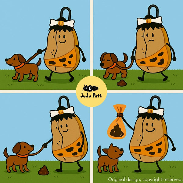 Dog Poop Bag Holder for Leash with Waste Bags and Keychain Clip, Easy Refill, Unscented, Doggy Walking Accessory, 1 Caveman Dispenser and 15 Count