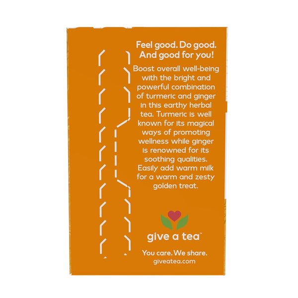 Give a Tea Organic Turmeric Ginger Tea, Caffeine-Free, USDA Certified Organic, Non-Gmo, 24 Tea Bags, 1.7 Ounce (Pack of 6)