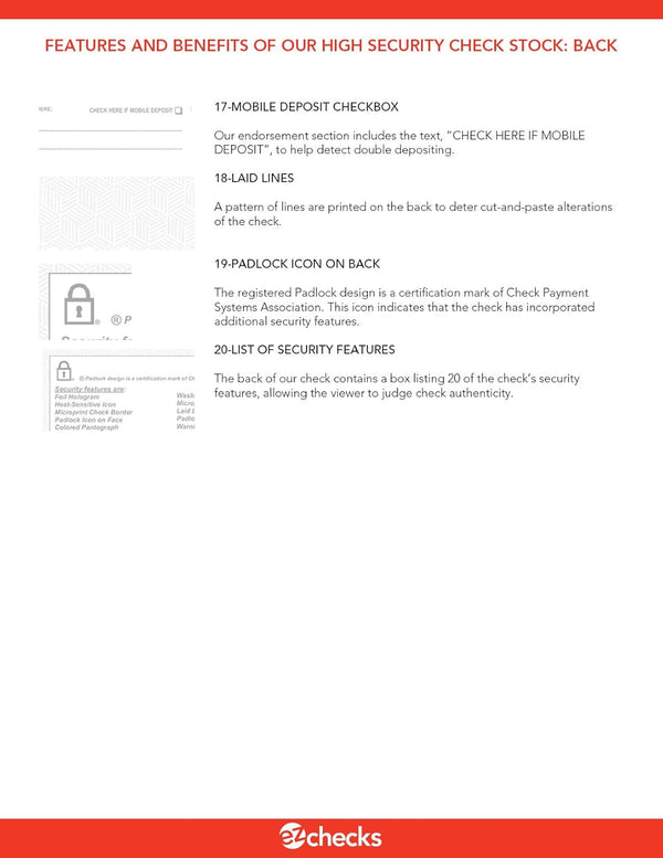 EZ Checks High Security Check Paper with Hologram & 20 Security Features | 500 Sheets | Quickbooks Compatible (Blue/Maroon, Check at Top)