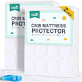 Crib Mattress Protector Sheets Waterproof 2 Pack, Quilted Crib Mattress Pad Cover Fitted Fits for Toddler Bed Mattress, White, 52â X 28â