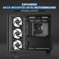 Darkflash ATX Mid-Tower Gaming PC Case, Back Plug-In BTF Motherboard, with 4 ARGB Fans Computer Case, Full View Curve Glass Dual-Chamber PC Case,