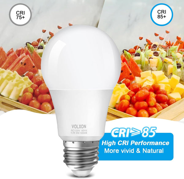 A19 LED Light Bulb, 9 Watt Equivalent 60 Watt Led Light Bulb, Bright Light Bulb 850LM, Non-Dimmable, Daylight White 5000K, Standard E26 Base, CRI