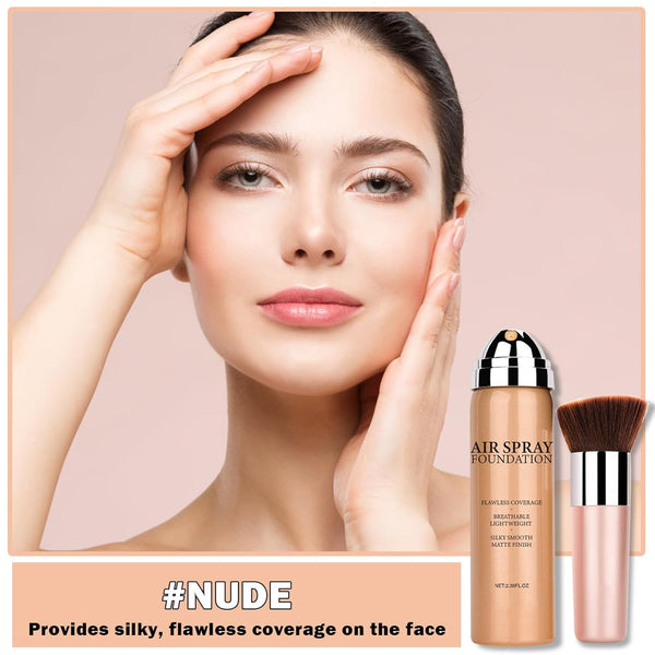 Flawless Airbrush Foundation High Coverage Foundation Smooth Creamy Matte Spray Foundation Makeup Kit for Mature Skin with Natural Nude Finish