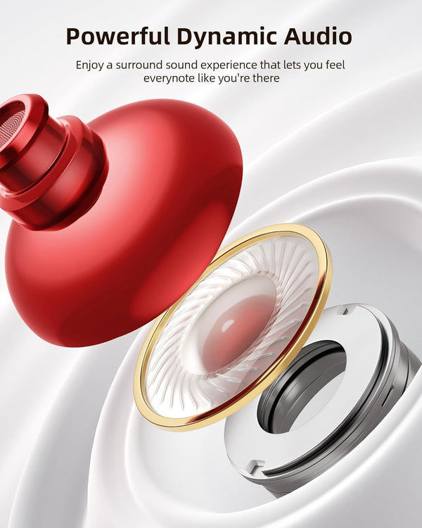 Pocbuds Bluetooth Headphones Wireless Earbuds 80Hrs Playtime Wireless Charging Case Digital Display Sports Ear Buds with Earhook Deep Bass IPX7