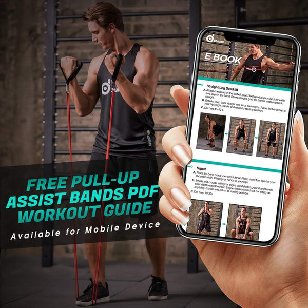 Odoland 5 Packs Pull Up Assist Bands, Pull Up Straps, Resistance Bands with Door Anchor and Handles, Stretch Mobility, Powerlifting and Extra