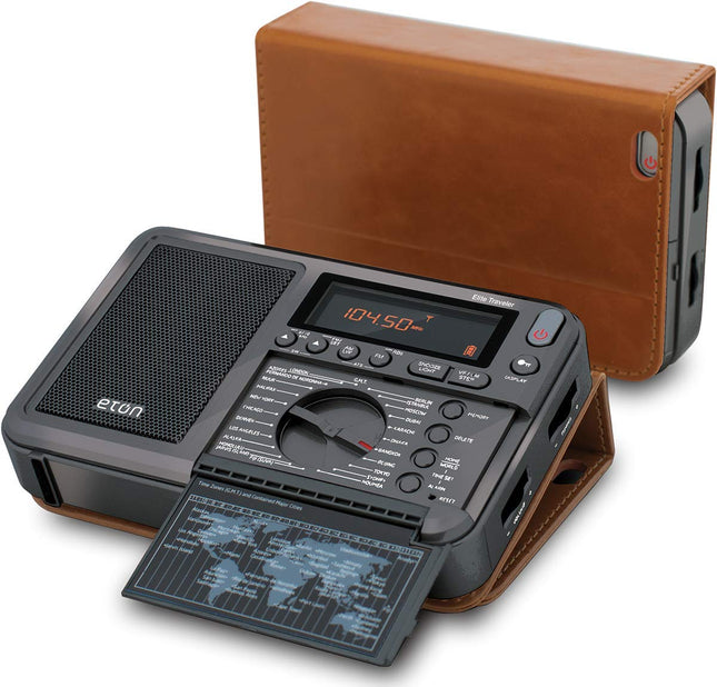 Eton Elite Traveler AM/FM, Longwave, Shortwave Radio with RDS, World Clock, 500 Stations, Dial Tuning, Alarm, Sleep Time