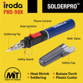 IRODA SOLDERPRO 90K Butane Soldering Iron Kit â 9 Piece Kit 3-In-1 Heat Tool (25â80W) Self-Igniting, Adjustable Flame, 17S Heat-Up, 53-Min
