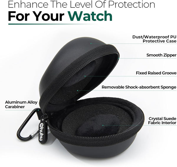 Ohuhu Watch Travel Case for Men Portable Single Watch Box and Storage Organizer for Wristwatches and Smart Watches Heightened Version up to 56Mm