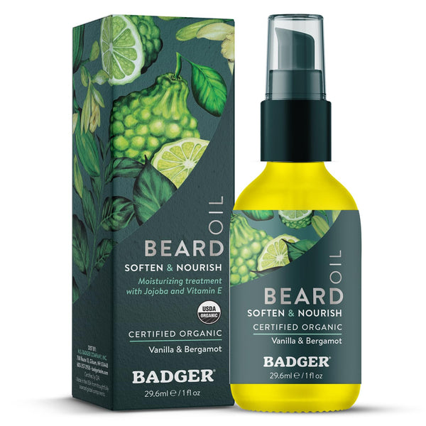 Badger Beard Oil, Babassu & Jojoba, Certified Organic, Premium Beard Conditioner, Beard Oil for Dry Skin, Beard Oil for Long Beards, Facial Hair
