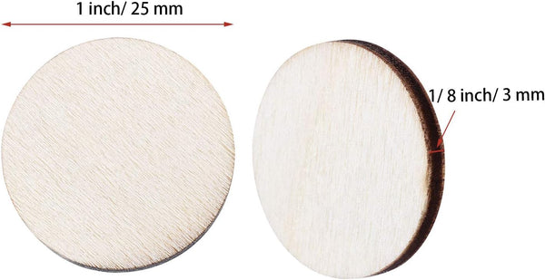 Boao 200 Pieces 1 Inch Unfinished Wood Slices round Disc Circle Wood Pieces Wooden Cutouts Ornaments for Craft and Decoration