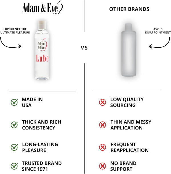 Adam & Eve Premium Water Based Lube - Personal Lubricant for Women, Men, Couples & Toys - Thick, Long Lasting, Non-Sticky, Non-Staining Gel for