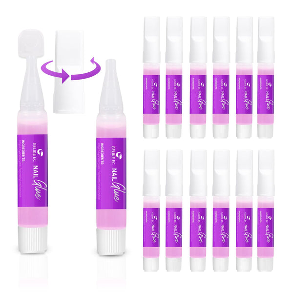 Gelike EC Peachy Jelly Nail Glue Gel - 6 in 1 Extra Strong Clear Acrylic Nails - Long Lasting Extension Adhesive UV Nude Pink Nail Glue for Clear