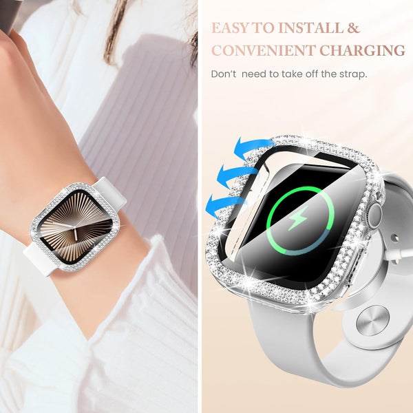 Goton 4 Pack for Apple Watch Series 10 Screen Protector 46Mm Bling Case, Women Glitter Diamond Rhinestone Face Cover for Iwatch Accessories 46Mm