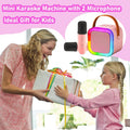 Mini Karaoke Machine with 2 Wireless Microphones for Kids, Portable Bluetooth Speaker for 4, 5, 6, 7, 8, 9, 10, 12 Years Old Birthday Gift