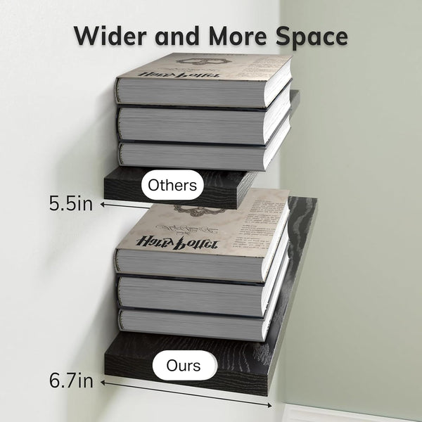 BAYKA Floating Shelves for Wall, Wall Mounted Rustic Wood Shelves for Bathroom, Bedroom, Living Room, Kitchen, Hanging Shelf for
