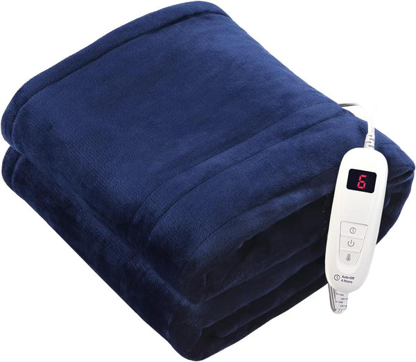 Tefici Electric Heated Blanket Throw, Super Cozy Soft 2-Layer Flannel 50" X 60" Heated Throw with 6 Heating Levels & 4 Hours Auto Off, Machine