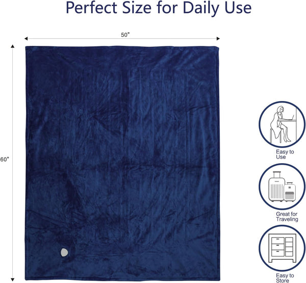 Tefici Electric Heated Blanket Throw, Super Cozy Soft 2-Layer Flannel 50" X 60" Heated Throw with 6 Heating Levels & 4 Hours Auto Off, Machine