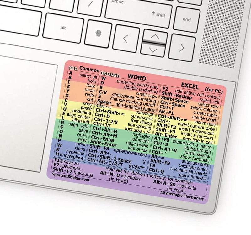 Synerlogic Word/Excel Windows Shortcut Sticker | Reference Guide Keyboard Shortcuts | Work from Home Essentials | Excel Shortcuts Cheat Sheet