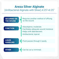 Areza Medical - Silver Alginate (Antibacterial Alginate with Silver) - Sterile - Wound Dressing Pads - 4.25" X 4.25" (10.8 Cm X 10.8 Cm) - 20 PCS