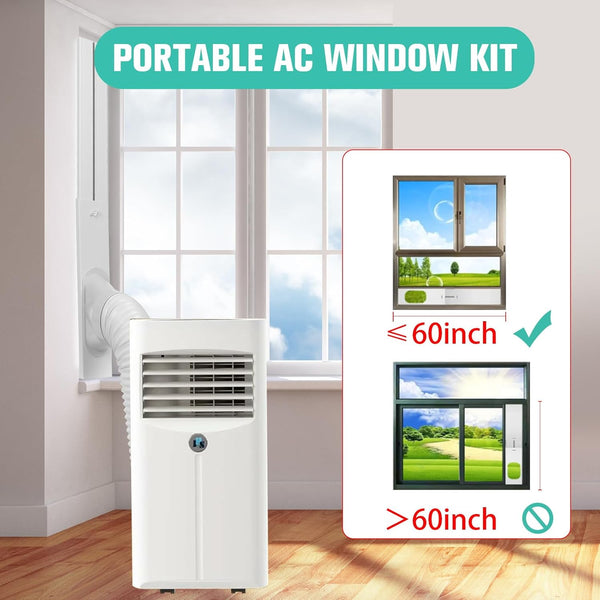 Portable Air Conditioner Window Vent Kit with Exhaust Hose 5.1 Inch Diameter, Adjustable 59 Inch Length Exhaust Hose for AC Seal Plate with