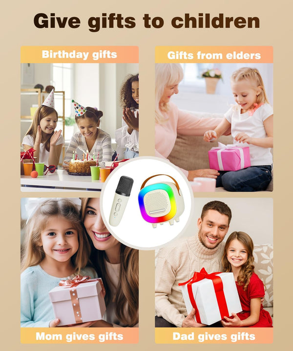 Mini Karaoke Machine Speaker for Kids Adults, Portable Bluetooth with 2 Wireless Microphones, Children'S Day Birthday Gift Ideas for Toys for