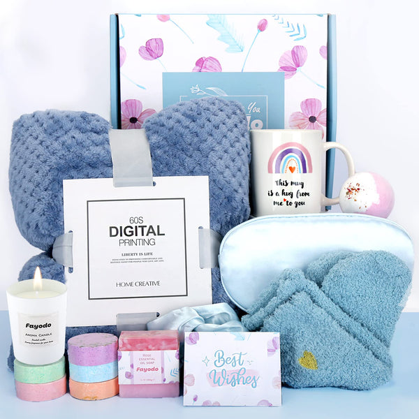 Get Well Soon Care Package Gifts for Women, 15 Pcs Birthday Mothers Day Baskets Gifts for Mom Wife Girlfriends, Sympathy Thinking of You Gift