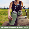 BLUEGO 64Oz Glass Water Bottles with 2 Lids Flip Lid and Spout Lid Half Gallon Water Bottle with Straw 2L Large Water Bottle with Time and