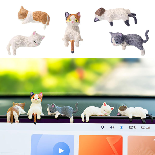 Mini Cat Cute Car Accessories, Resin Cat for Dashboard Decorations, Desk Decorations, Car Ornament Interior Decors Rearv