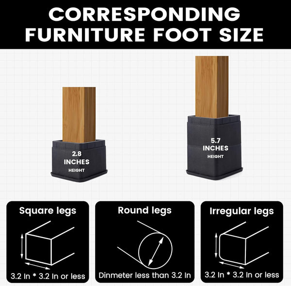 Btsd-Home Adjustable Bed Risers 3 or 6 Inch Heavy Duty Stackable Furniture Risers for College Dorm Bed Sofa Table Couch Chair Bed Raisers Blocks 4
