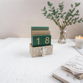 Notakia Perpetual Calendar, Wooden Calendar for Home Office Desk Accessories Vintage Wood Block Calendar(Green) Green cactus