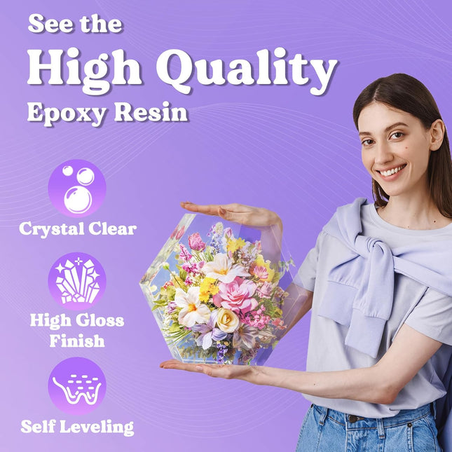 LET'S RESIN 1/2 Gallon Casting Epoxy Resin,Bubble Free & Crystal Clear Epoxy Kit,2 Part Resin and Hardener for Jewelry M