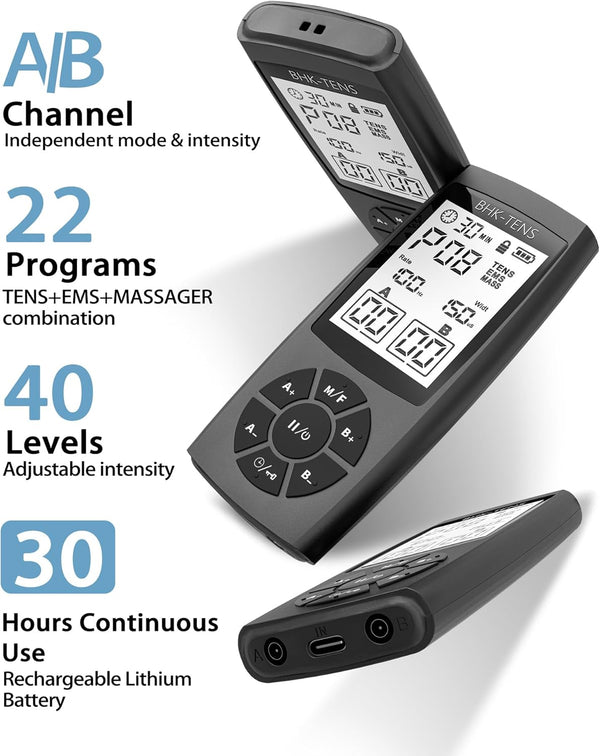 TENS Unit Muscle Stimulator for Pain Relief Therapy, 22 Modes EMS TENS Machine, Electronic Muscle Relaxer for Shoulder Pain Relief, Back Pain,