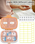 MEACOLIA Travel Pill Organizer, 1 Pack 8 Compartments Daily Pill Case Small Pill Box for Pocket Purse, Portable Pill Container Medicine Vitamin