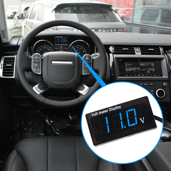 2Pcs DC 12V Car Digital Voltmeter Gauge LED Display DC 5-28V Voltage Mete Waterproof Voltage Display Voltmeter Gauge Meter Power Energy LED Volt